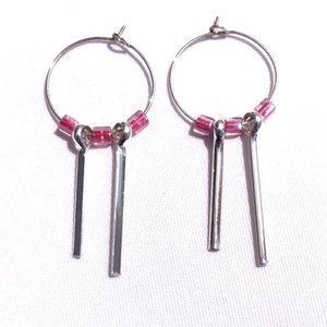Pink Cubed Dagger Earrings